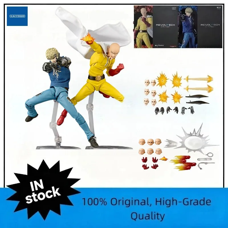 En Stock, Figura de Acción Original Kaiyodo One Punch Man Saitama Amazing Yamaguchi Revoltech Saitama Janos, Modelo Coleccionable de Anime