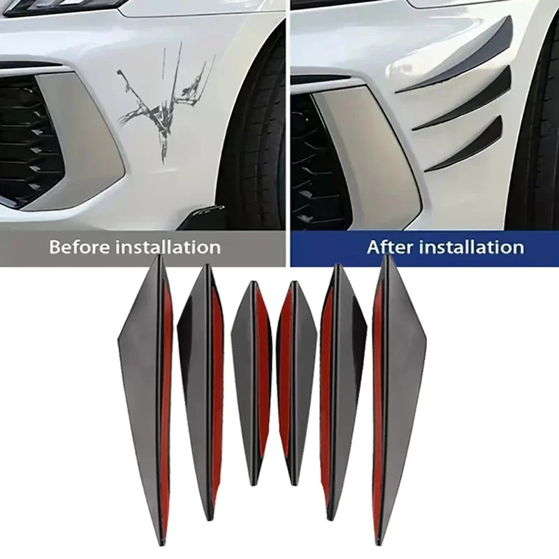 4-18pcs Car Front Bumper Lip Decoration Diffuser Splitter Fins Black Carbon Fiber Body Spoiler Canards Car Modified Accessorie