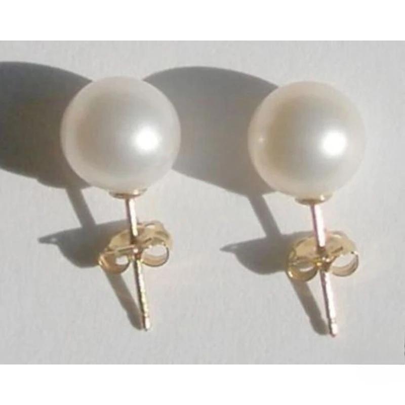

Natural 9-10mm White AAAA South Sea Pearl Earrings 14K Gold Stud Earrings for Women