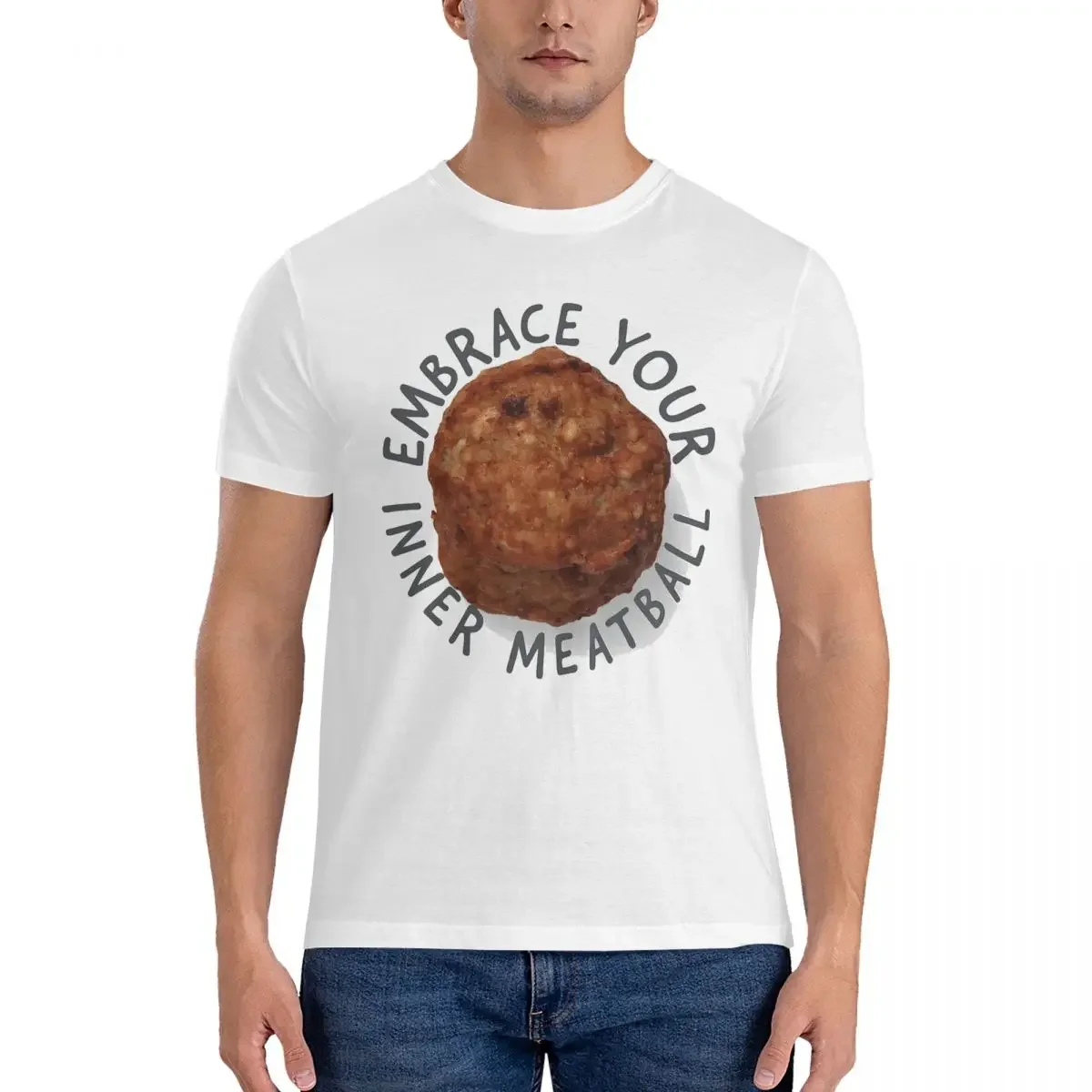 Meatball T-Shirt for Men Cotton Oversized T Shirts Men's Tees Short O-Neck Summer Clothes Tops S-6XL