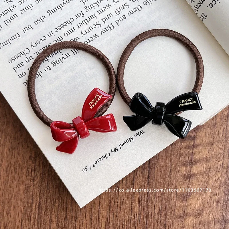 عصابة رأس رائعة بربطة عنق ~ حبل شعر صغير الحجم من فرنسا الكورية برأس كروي وربطة عنق فرنسية وشريط مطاطي عالي على شكل ذيل حصان #3