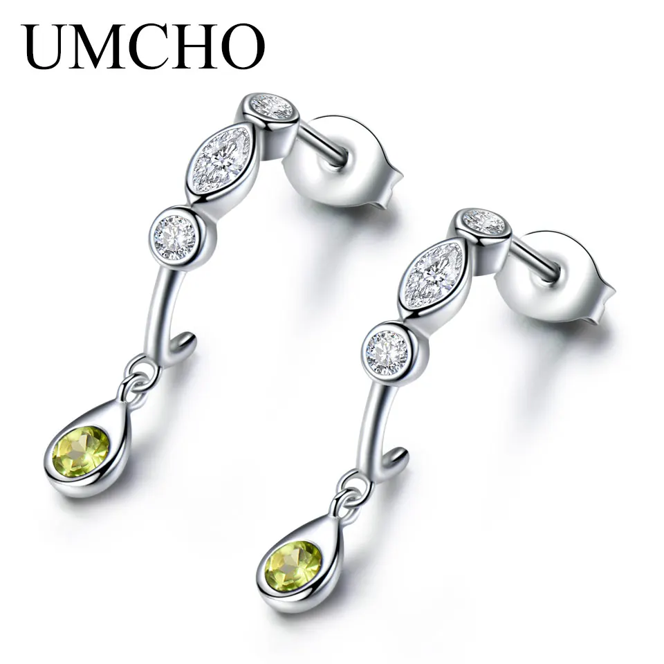 

Luxury White Peridot Zirconium Round Stone Earring Long 925 Sterling Silver Women Earrings