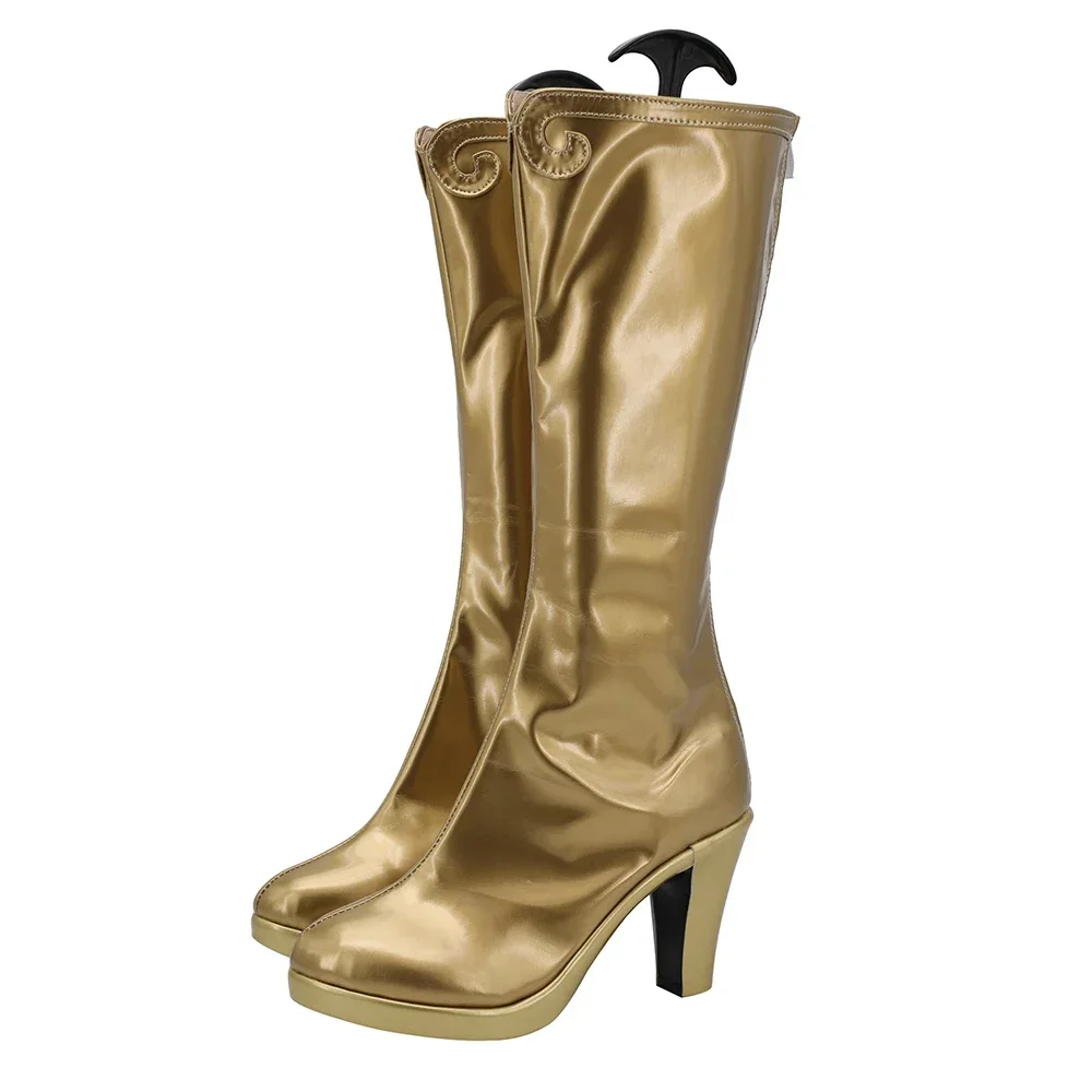 Botas de cosplay She-Ra hechas a medida, tacón alto dorado, zapatos de disfraz de Anime de princesa del poder para mujer