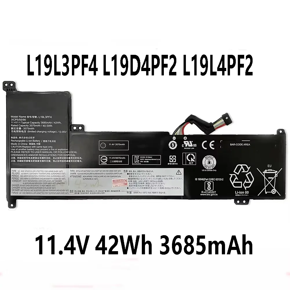 

L19L3PF4 L19D4PF2 L19L4PF2 11,4 В 42 Втч 3685 мАч Аккумулятор для ноутбука Lenovo IdeaPad 3-17ADA05 17ARE05 17IML05 17IIL05 17ADA05 Series