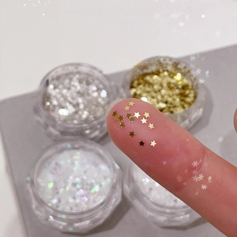 1 Box fünfzackiger Stern Herz Nagel Mix Pailletten Flash Nagel glänzende Spiegel Mehl Dekoration Nail Art DIY Nail Art Enthusiasten – Detail 11
