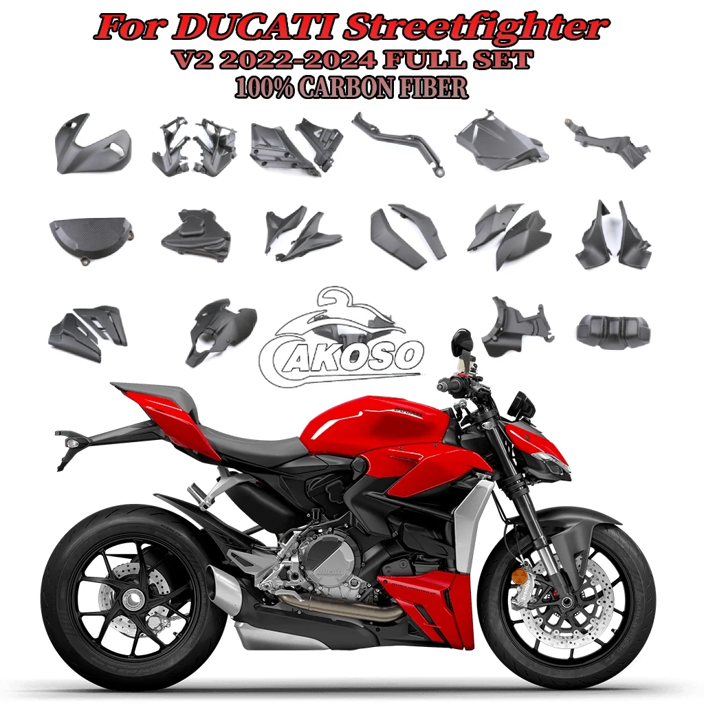 

For DUCATI Streetfighter V2 2022 2023 2024 Pure Carbon Fiber Accessories Parts Fender Winglets Exhaust Cover Fairing Kits