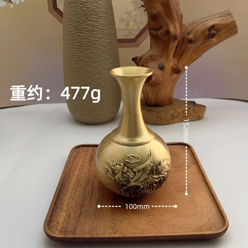 النحاس الإغاثة مائة بركات التنين والعنقاء زهرية تشكيلة زهور زخرفة غرفة المعيشة مدخل الديكور هدية الأعمال #6