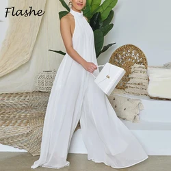 Women Jumpsuit Loose Summer Elegant Long Pants Jumpsuit Women Sleeveless Halter Neck Sets High Streetwear