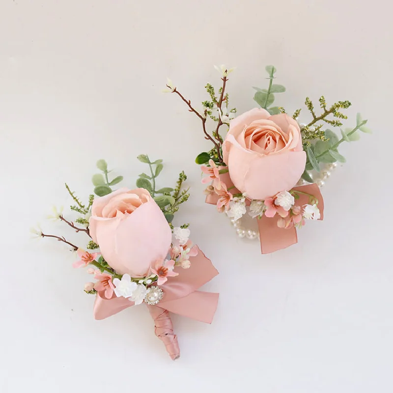 Boutonniere And Wrist Corsage Wedding Supplies Wedding Flower Art Simulation Flower Business Celebration Opening Guests 525