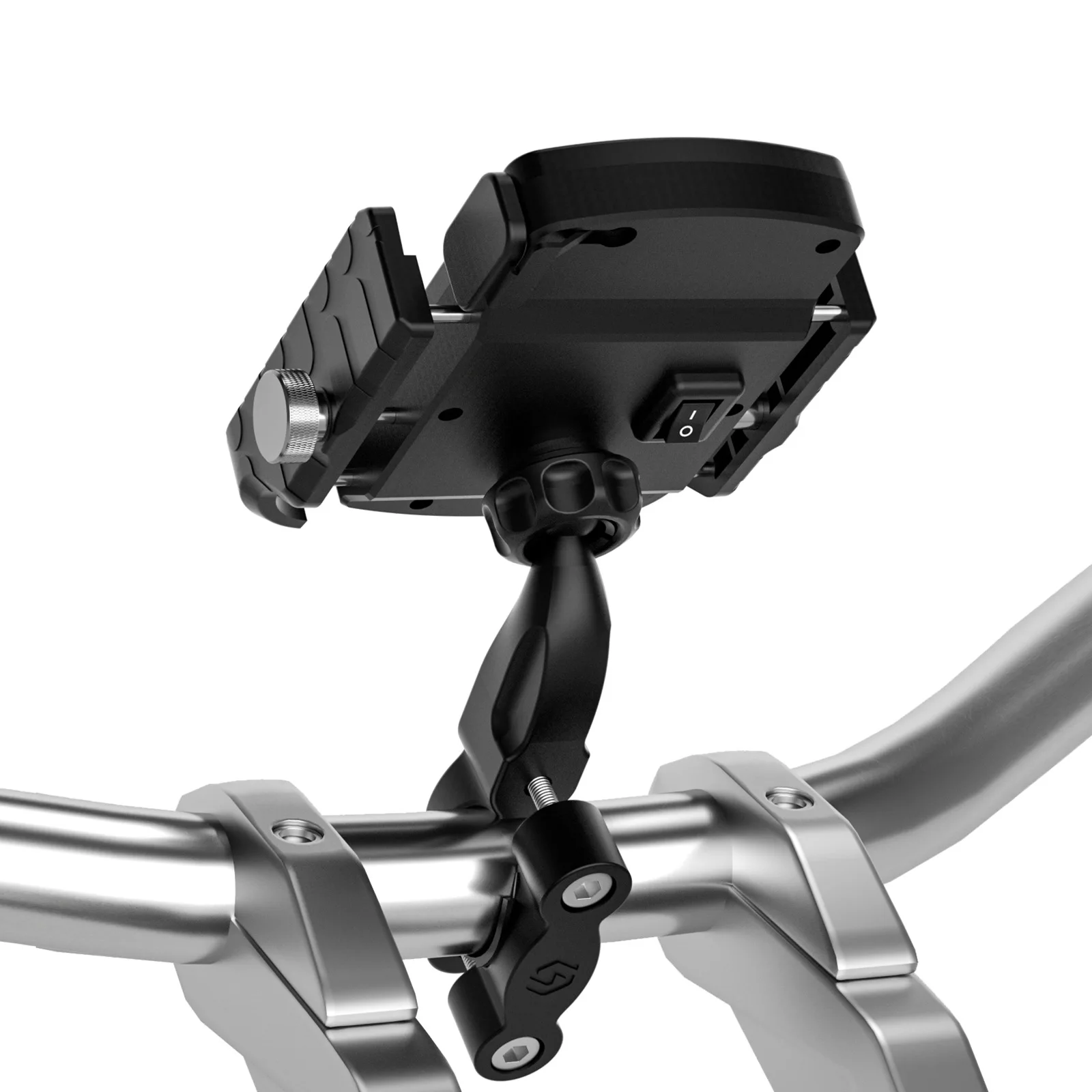 

15W Wireless Charging Motorcycle Phone Holder with USB-C 5V3A Fast Charger, Universal Shockproof Bike Mount