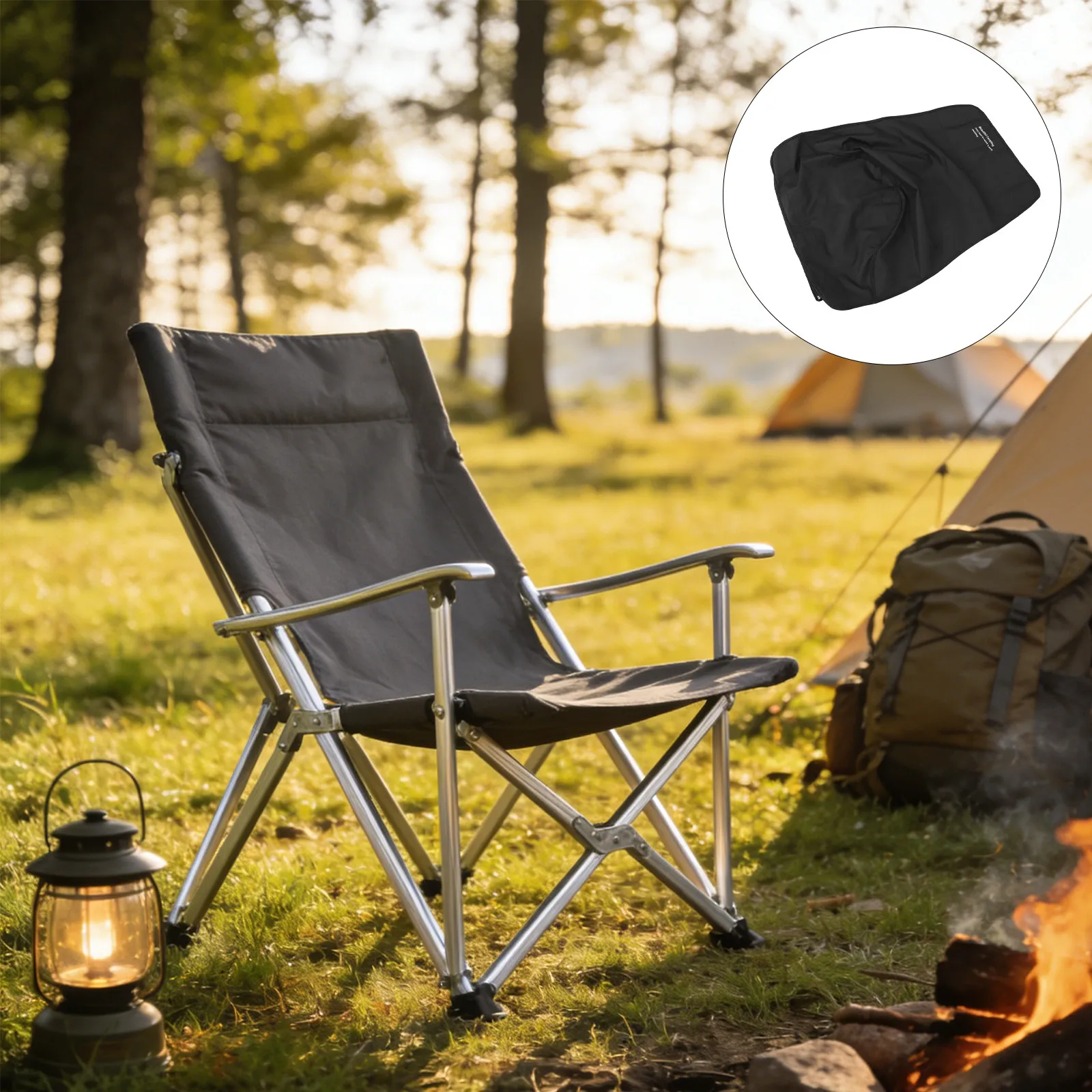 

Patio Chair Replacement Fabric Outdoor Folding Moon Chair Heavy Duty Black Oxford Cloth Uv Resistant Deck Beach Garden Seat