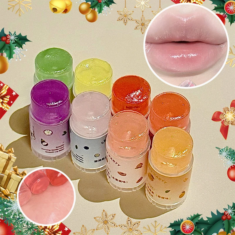 Sensorischer Party-Lippenbalsam mit Fruchtduft | 8 Arten von Duft, natürlichen Inhaltsstoffen, sanfte Feuchtigkeit, Verbesserung der Lippenfalten, verhindert rissige Lippen, Mini-Verpackung, tragbar, unverzichtbarer Artikel für Herbst und Winter.