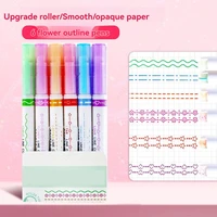 6Pcs/set Kawaii Flowers Line Shaped Highlighter Pens Roller Tip Curve Liner Marker for Writing Journaling Drawing Stationery 3