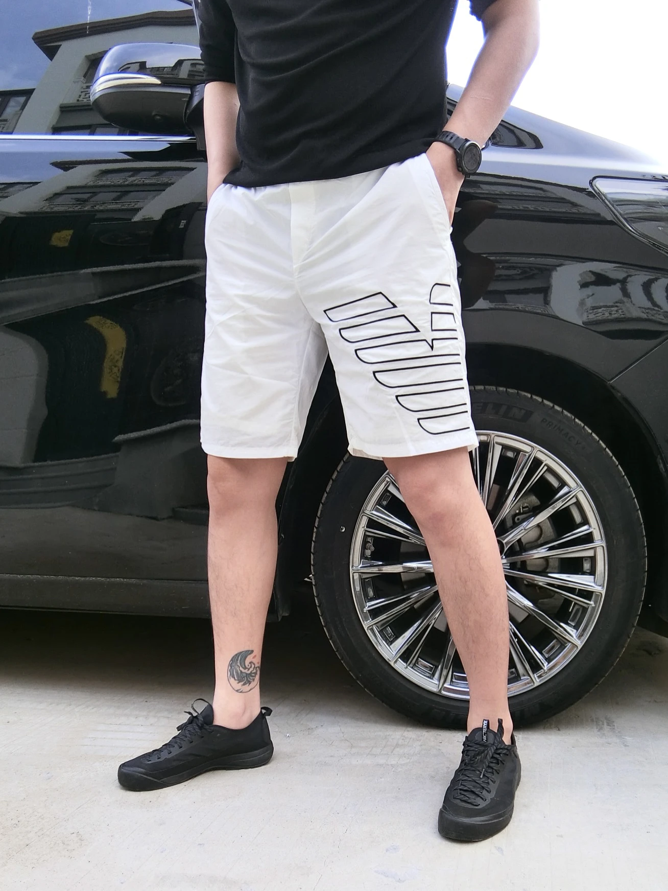 

2025 New Faion Brand Embroidered orts Loose Fit Men's Faionable Beachwear Four-Quarter Casual Pants Straight Leg