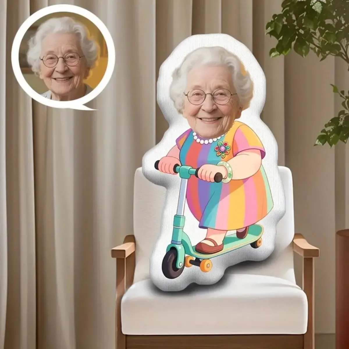 Personalized Photo Home Plush Pillow - Customized Face Grandma Shape Gift with Your Photo, a Must-Have Gift for Your Partner