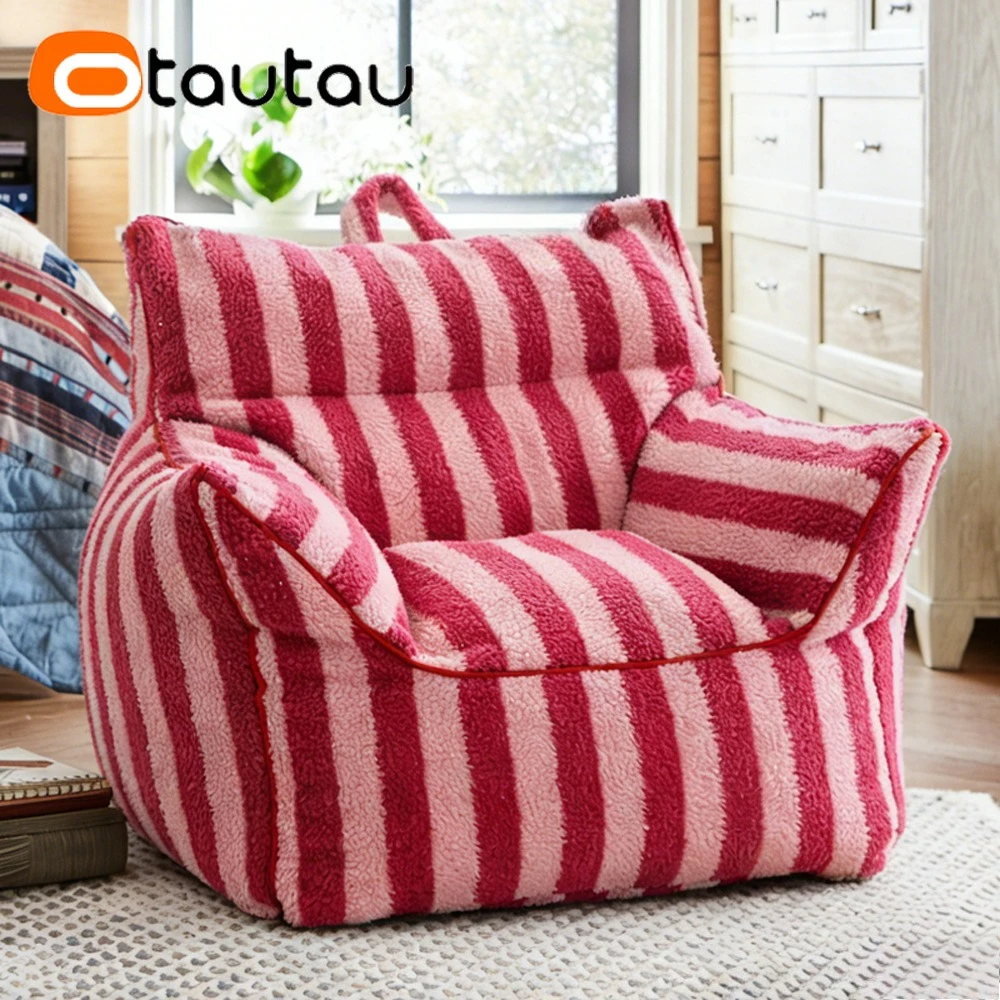 

OTAUTAU Children Bean Bag Cover Faux Fleece Kids Corner Armchair Pouf Beanbag Cover SF612【No Filler!Please Buy Filler Yourself!】