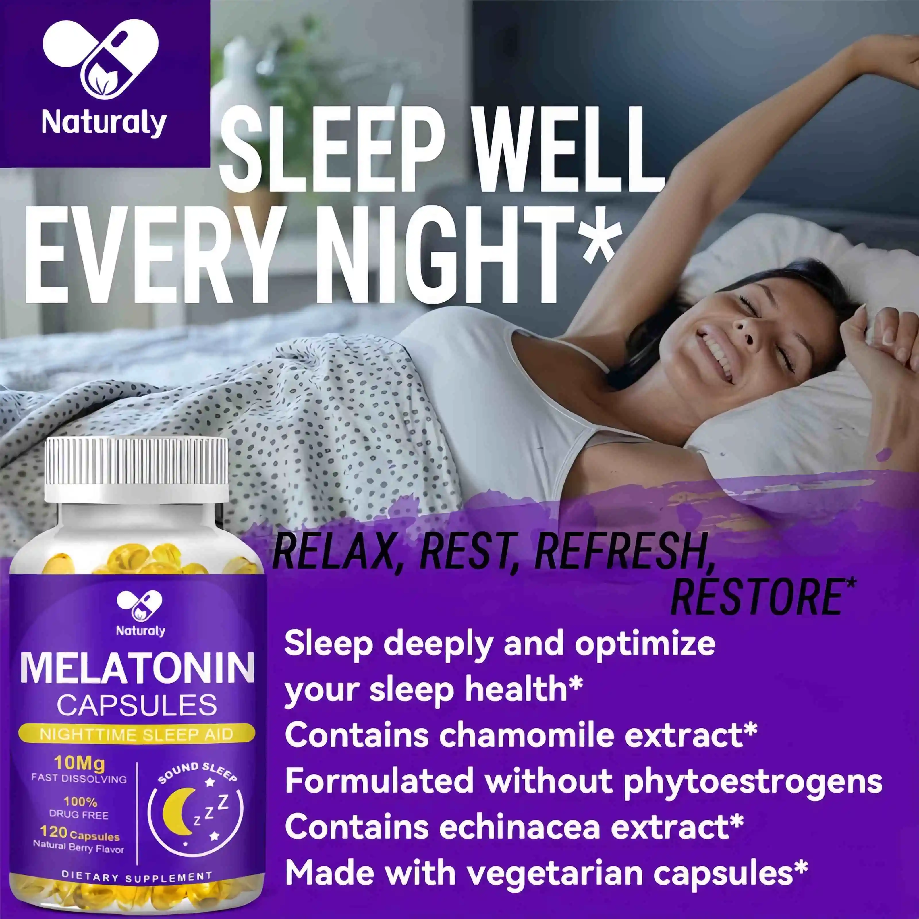 Melatonin Capsules Are Filled with Fast Sleep - Relieve Insomnia, Improve Memory and Get A Good Night's Sleep