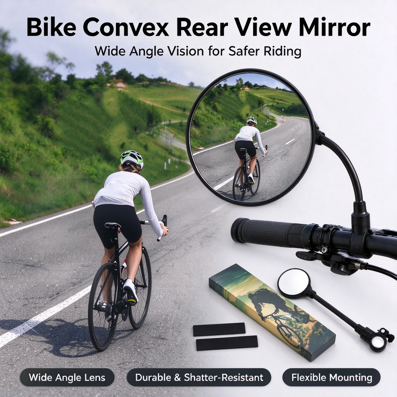 Bicycle Handlebar RearView Mirrors Bike Adjustable 360° Rotate Wide Angle Rearview Mirror MTB Road Bike Bicycle Accessories