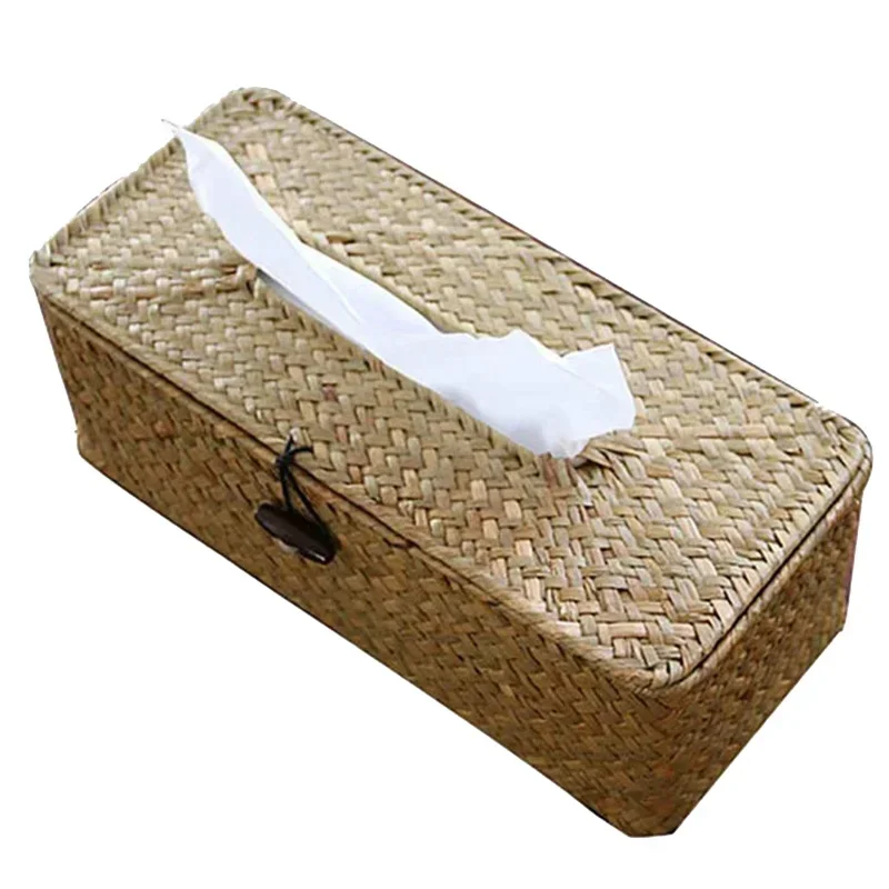 New Rattan Tissue Box Home Decoration Handmade Desktop Tissue Rattan Tissue Box for Barthroom,home,hotel and Office