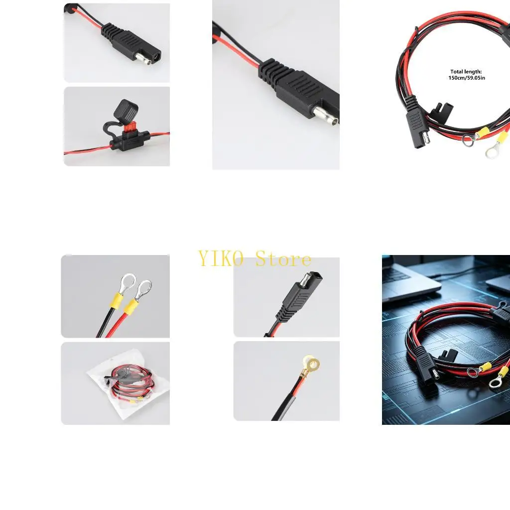 K32C Vehicle Battery Access Cable with Eyelet Ends 18AWG 15A Power Assembly for Charging Use, Maintainer Support, and Routine