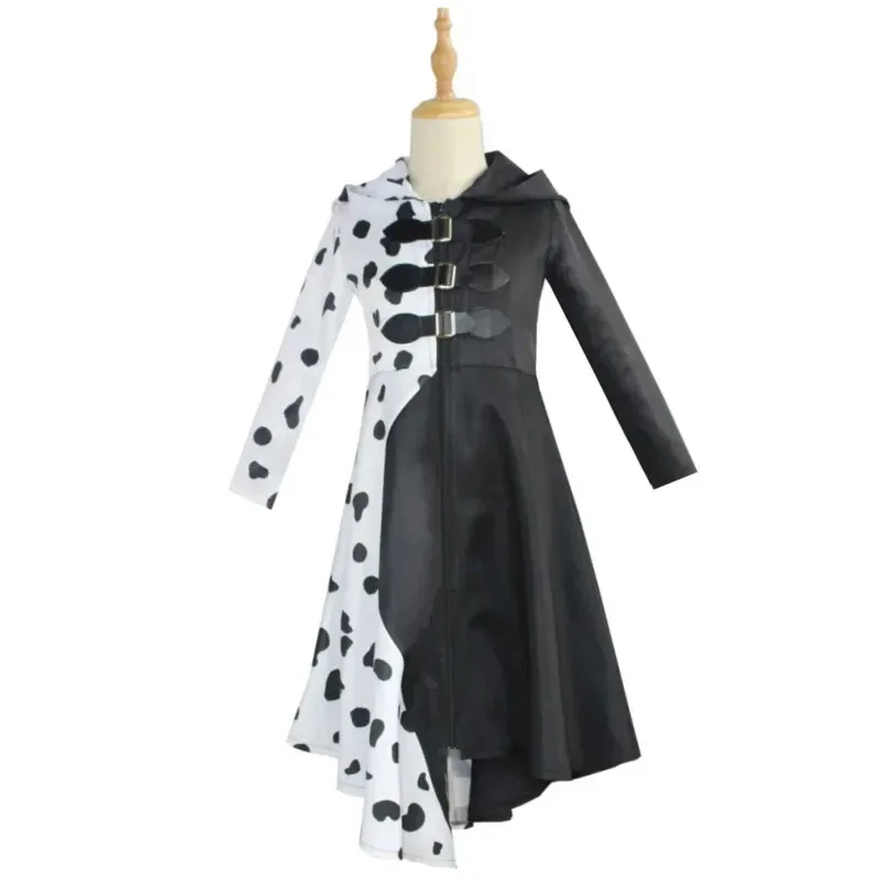 

Cruella De Vil Costume Cosplay Kids Trench Children Halloween Party Costumes