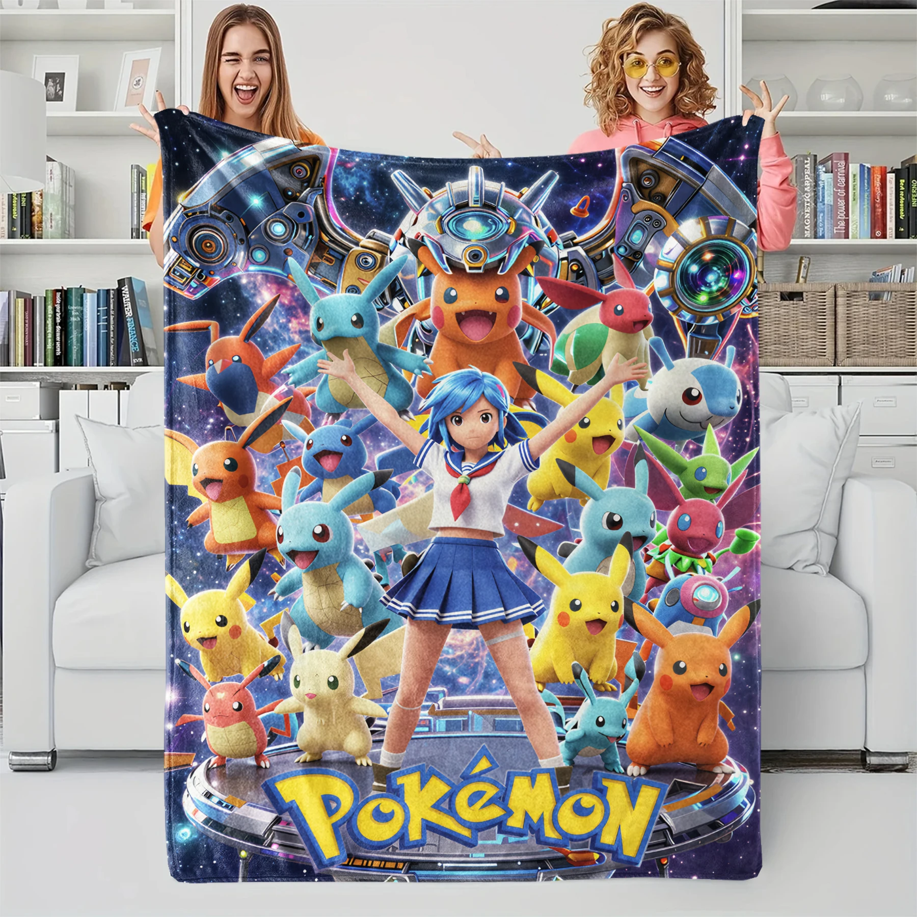 

1 шт. Фланелевое одеяло с тематикой аниме и покемонов, мягкое и теплое, для детей и взрослых, для спальни, дивана, праздничного декора