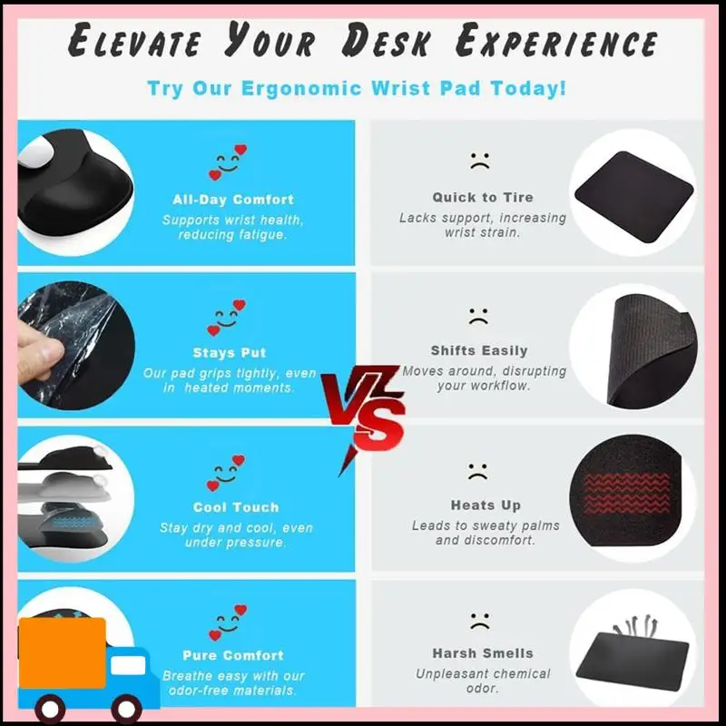 

Professional Non-Slip Gel Wrist Support Mouse Pad - Ergonomic Design For Home Office Desk Accessories, B