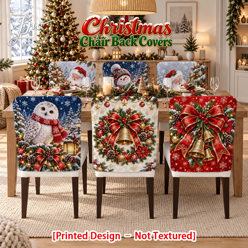 2/4/6pc Christmas Chair Back Covers Festive Xmas Holiday Dining Chair Slipcovers for Winter Party Home Decor