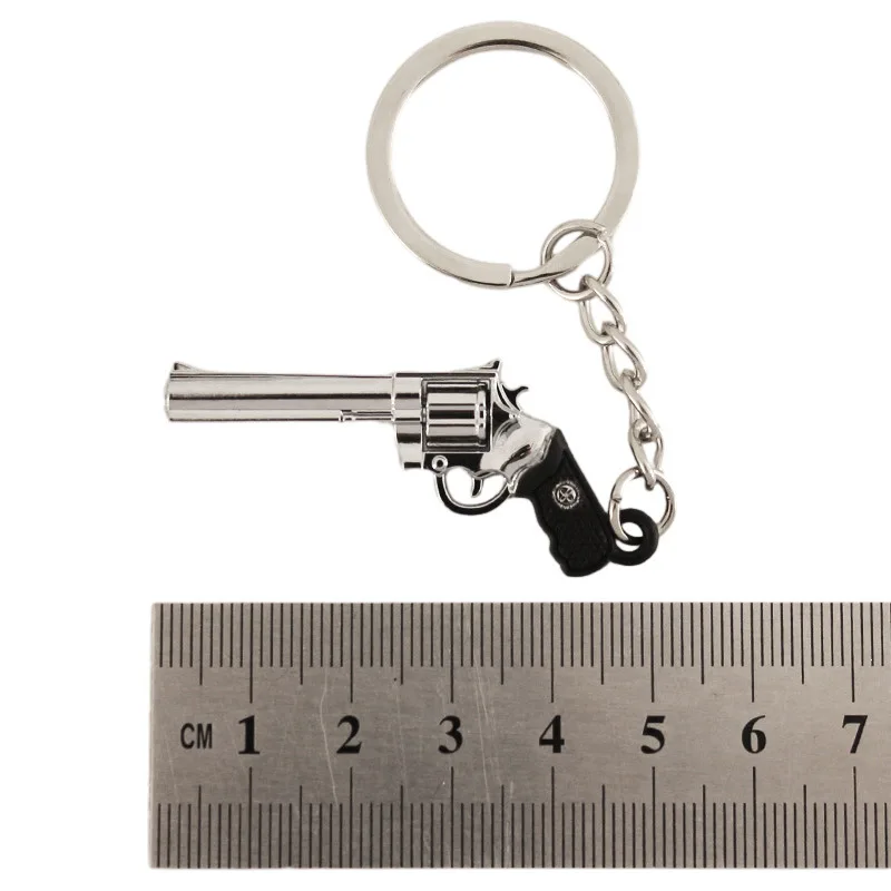 5cm Mini Gun Model Keychain Python 357 Model Jewelry Weapon Metal Pendant Key Chain Bag Car Key Holders Gift For Kids Men