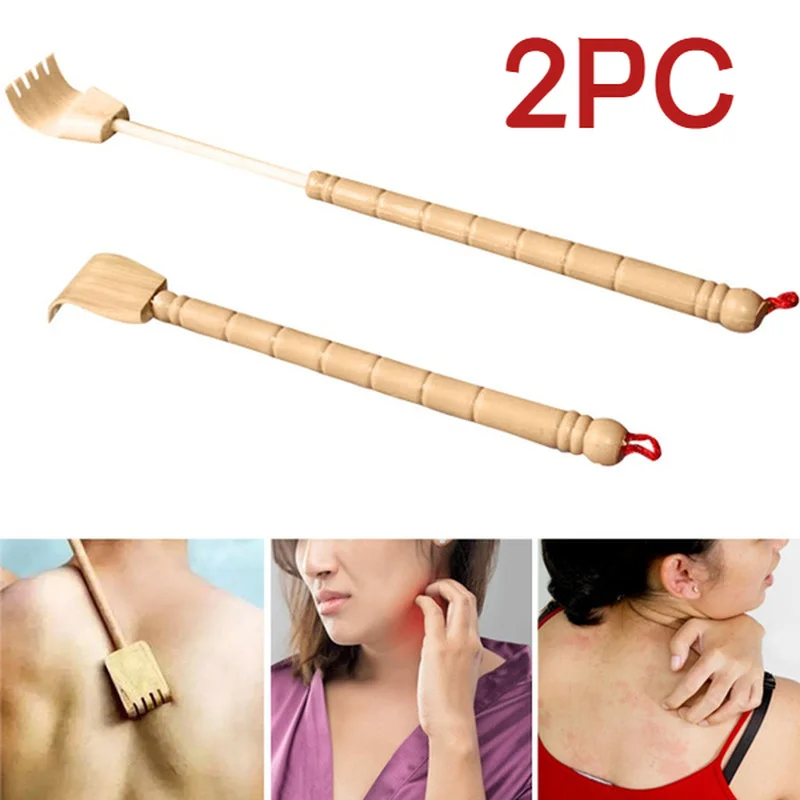 2PCS New Creative Wooden Bamboo Telescopic Extendable Massager Back Scratcher