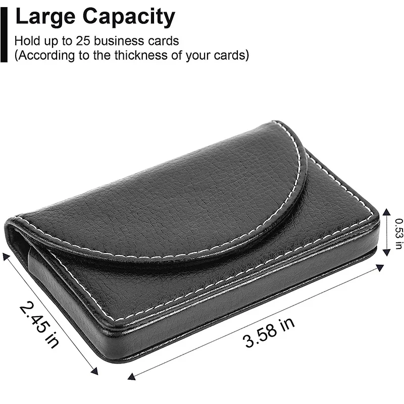 Imagem -02 - Leather Business Card Holder Mens Credit Card Case Magnetic Shut Rfid Wallet Grande Capacidade Profissional 96*65 mm pu