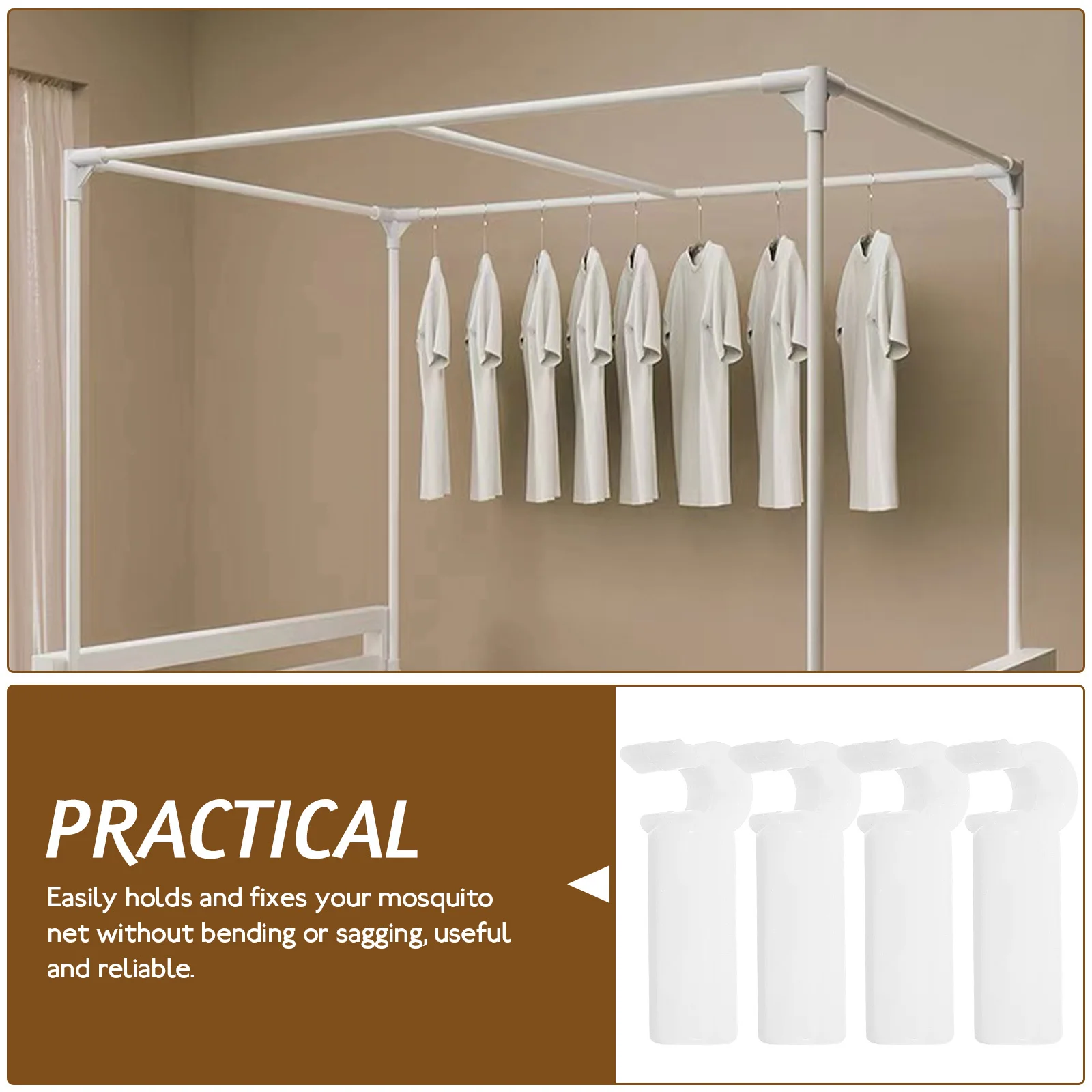 

4Pcs Mosquito Net Buckles Plastic Bracket Rod Clips Thickened Small Buckles for Mosquito Net Holder and Mounting Rack