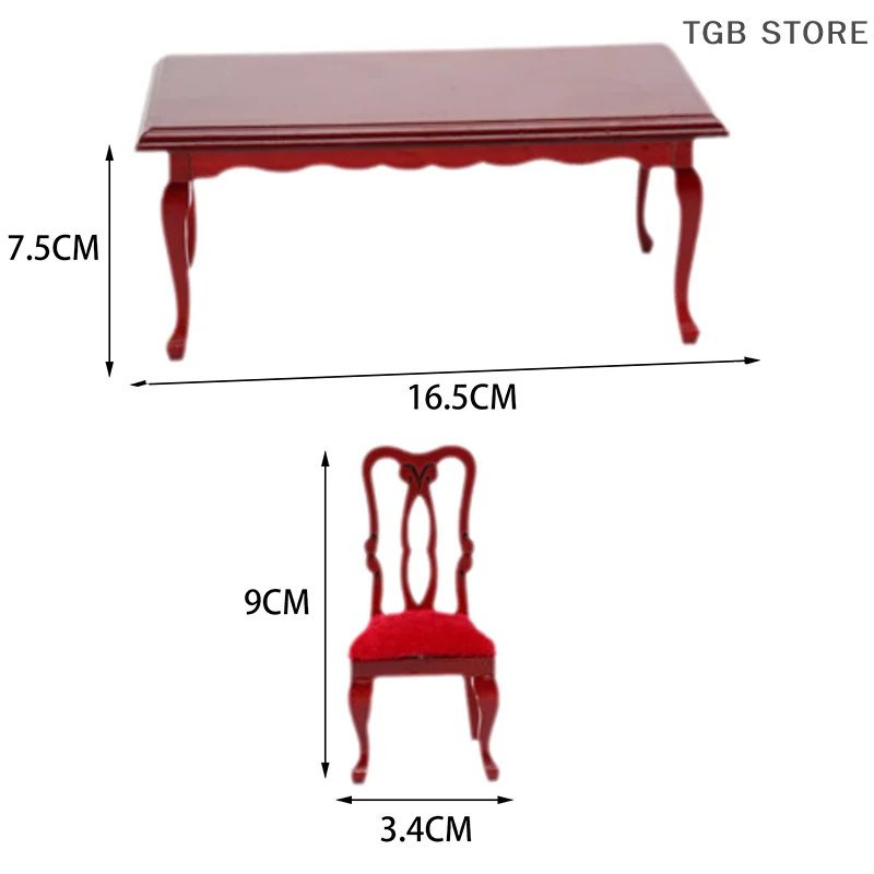 1 Stücke Miniaturen Retro Holz Esstisch Stuhl Simulation 1:12 Puppenhaus Möbel Spielzeug
