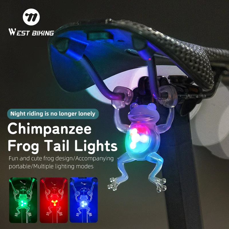 WEST BIKING Bicycle Colorful  Taillights Creativity Chimpanzee Frog Waterproof Bike Rear Lights Release Cycling LED Sign Light