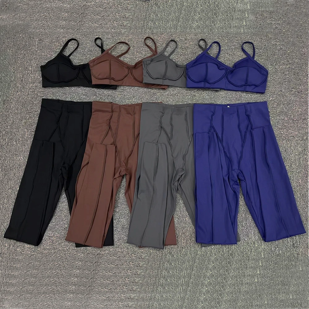 Ensemble de yoga à bretelles couleur chair pour femme, soutien-gorge de sport Squat Verde, leggings taille haute, pantalon de fitness, vêtements actifs féminins, olympiques d'entraînement, 1 pièce, 2 pièces