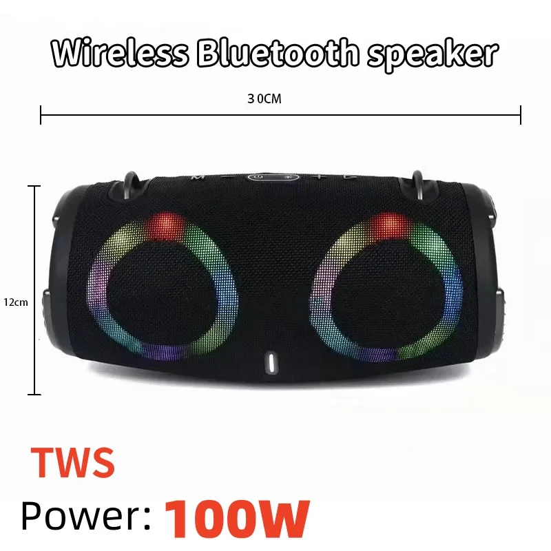

Portable Waterproof 100W High Power Bluetooth Speaker RGB Colorful Light Wireless Subwoofer 360 Stereo Surround TWS Boom Box