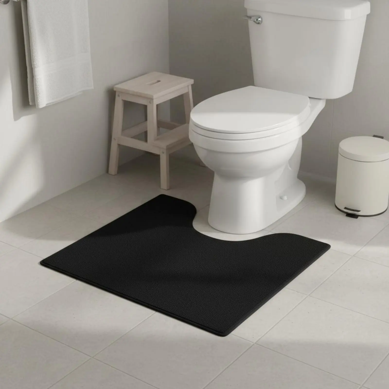 6 Pieces U-Shaped Toilet Mat Reusable Washable Toilet Floor Mat Bathroom Accessory Trim to Fit Rubber Backing for Caregivers