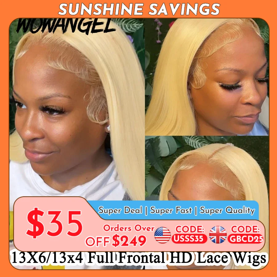 Wow Angel 613 HD-Spitze-Frontal-Perücke, 13 x 6, volle Spitze vorne, gerade Perücke, Echthaar-Perücke, vorgezupft, natürliche Kopfhaut, für Frau, ohne Kleber