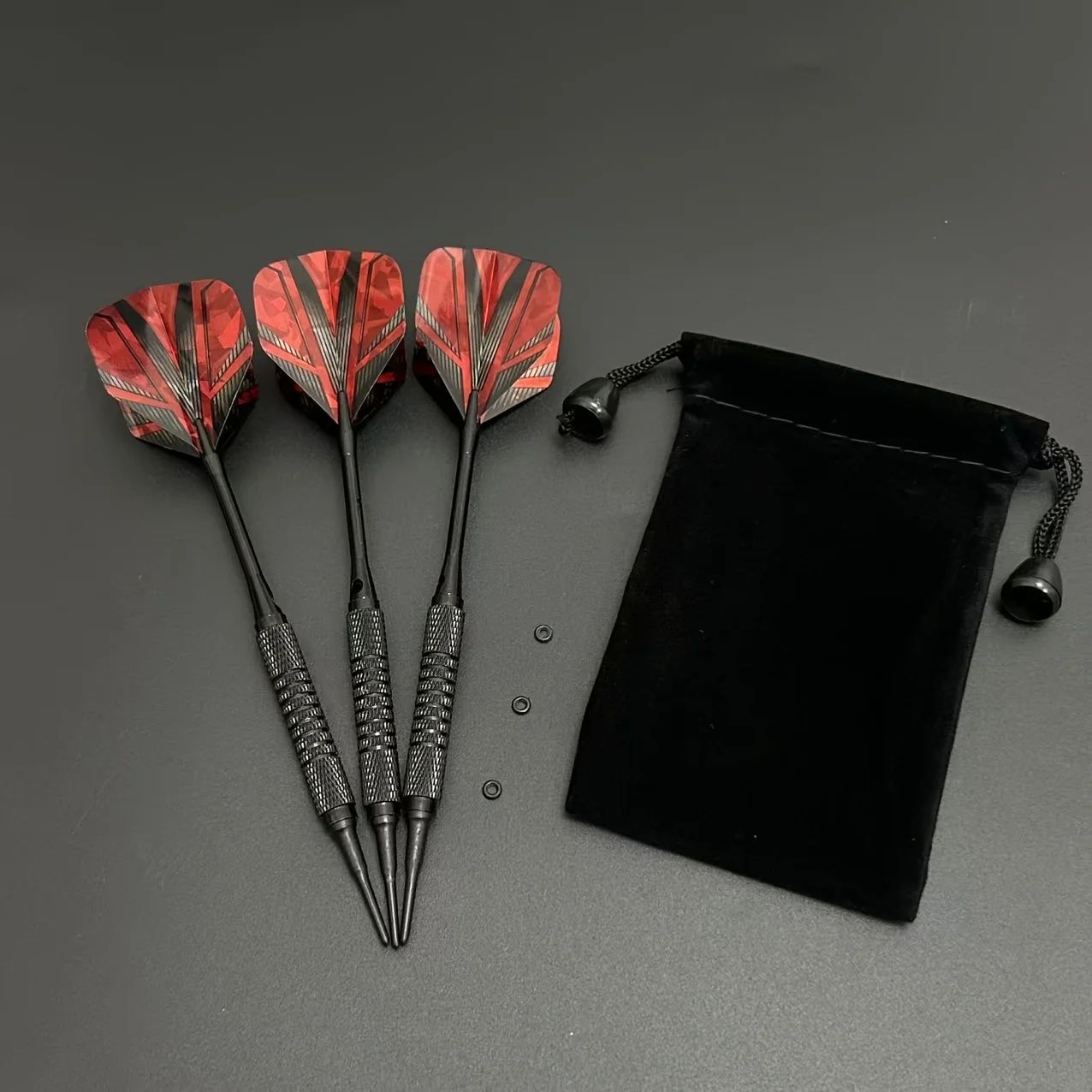 14g Soft Dart 3-Piece Set, Deep Groove anti Slip Iron Dart Body, PET Laser Dart Tail, Equipped with Portable Velvet Bag