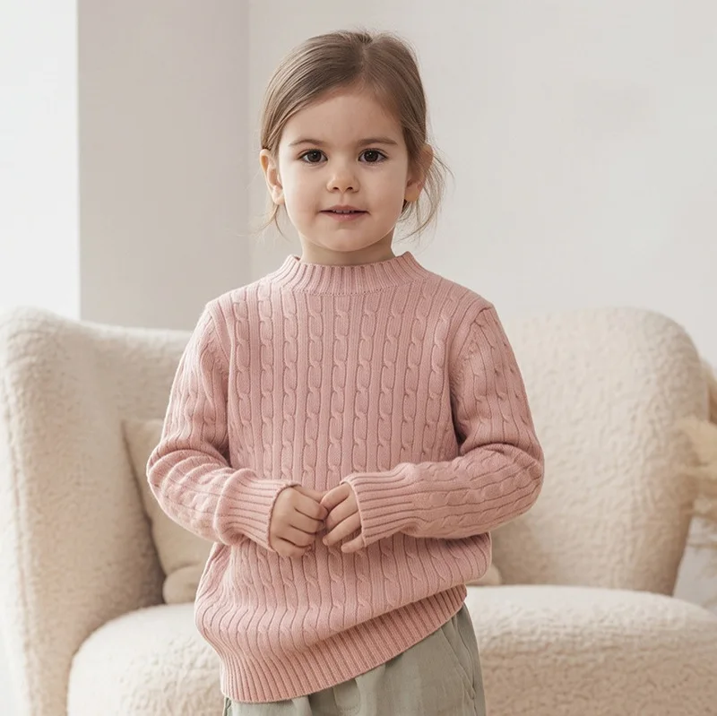 Crew Neck Pullover T-Shirt Kids Long Sleeve Cotton Undershirt Solid Basic Casual Tops for Boys Girls Spring Autumn 2-12Years