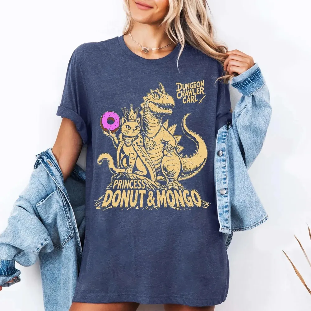 قميص الزنزانة الزاحفة كارل الأميرة دونات مونغو الخيال العلمي تي شيرت جرافيك قصير الأكمام قميص للجنسين الرجال النساء جميع المواسم