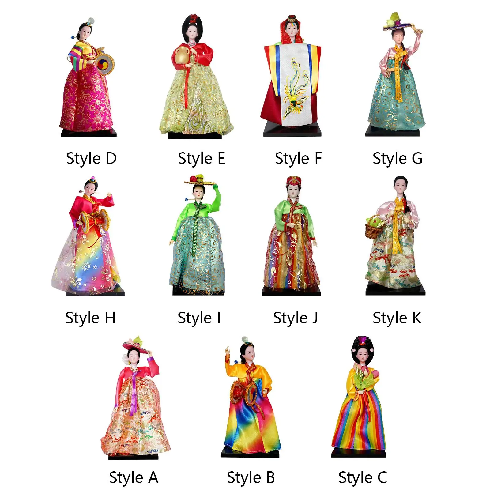 Korean Geisha Doll Decor Kabuki Statue Hanbok Doll Antique Asian Vintage Doll
