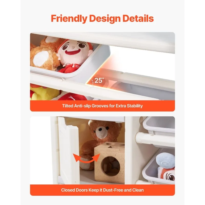 منظم تخزين الألعاب من 4 طبقات مع 10 صناديق بلاستيكية متحركة، وخزانة مكعبات للأطفال مع رف كتب #6