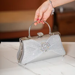 Borsa da sera di lusso con strass, elegante borsa da banchetto lucida, pochette da donna per il ballo di fine anno della festa nuziale