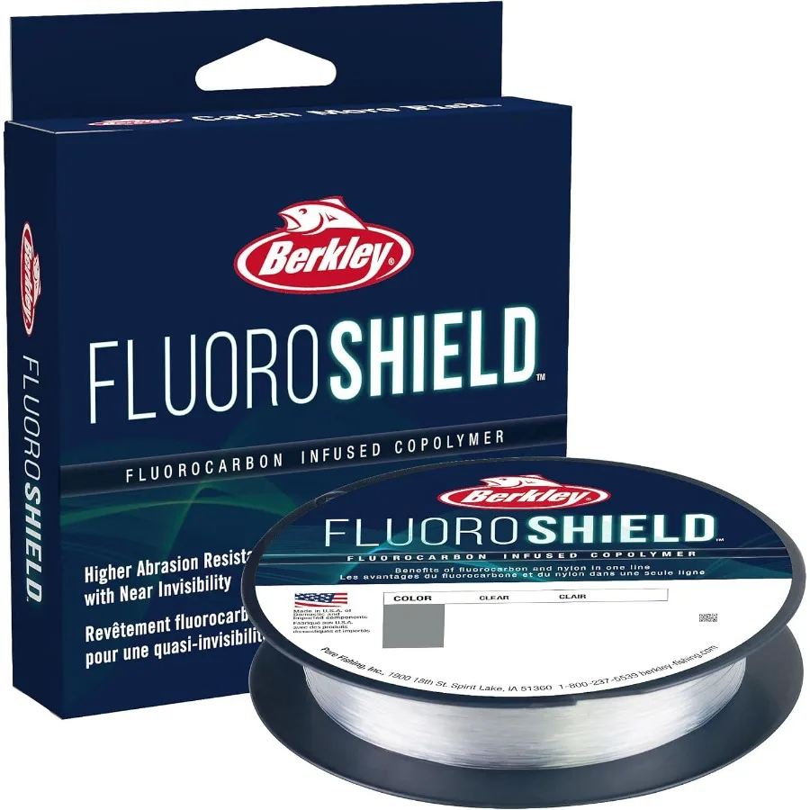 Фторуглеродная леска Berkley FluoroShield, прозрачная для продвинутых рыболовных применений с превосходной устойчивостью к истиранию и приветствием