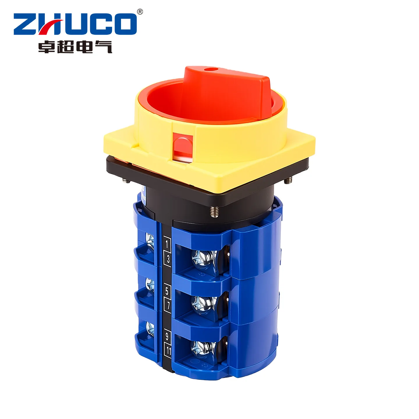 Zhuco 2-Position Selector Switch 63A 690V, 12-Terminal Universal Rotary Cam Selector with Locking Switch, Suitable for Distribution Cabinets, Machine Tools, Industrial Panels (Szw26-63/3Gs, on Off, Off on)