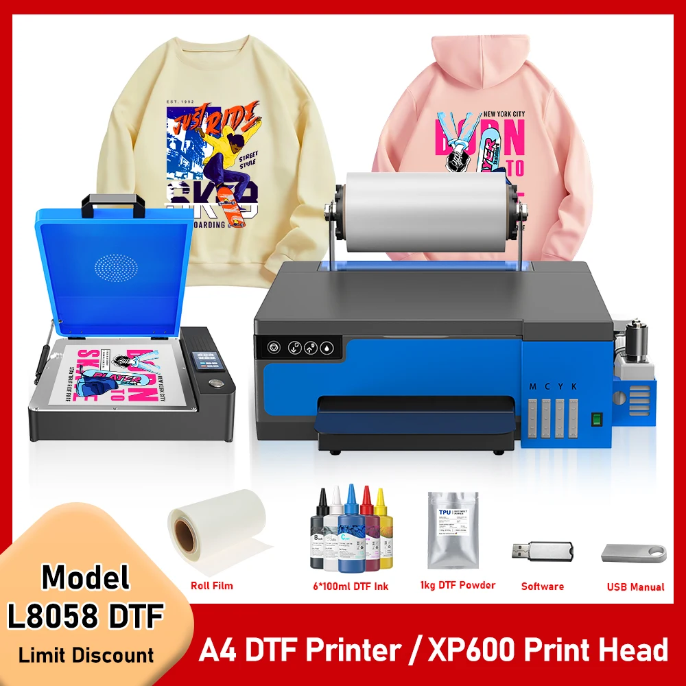 

For Epson XP600 DTF Printer A4 T shirt Printer Direct Transfer Film DTF Printer Bundle for Clothes Hoodie DTF Printing Maching