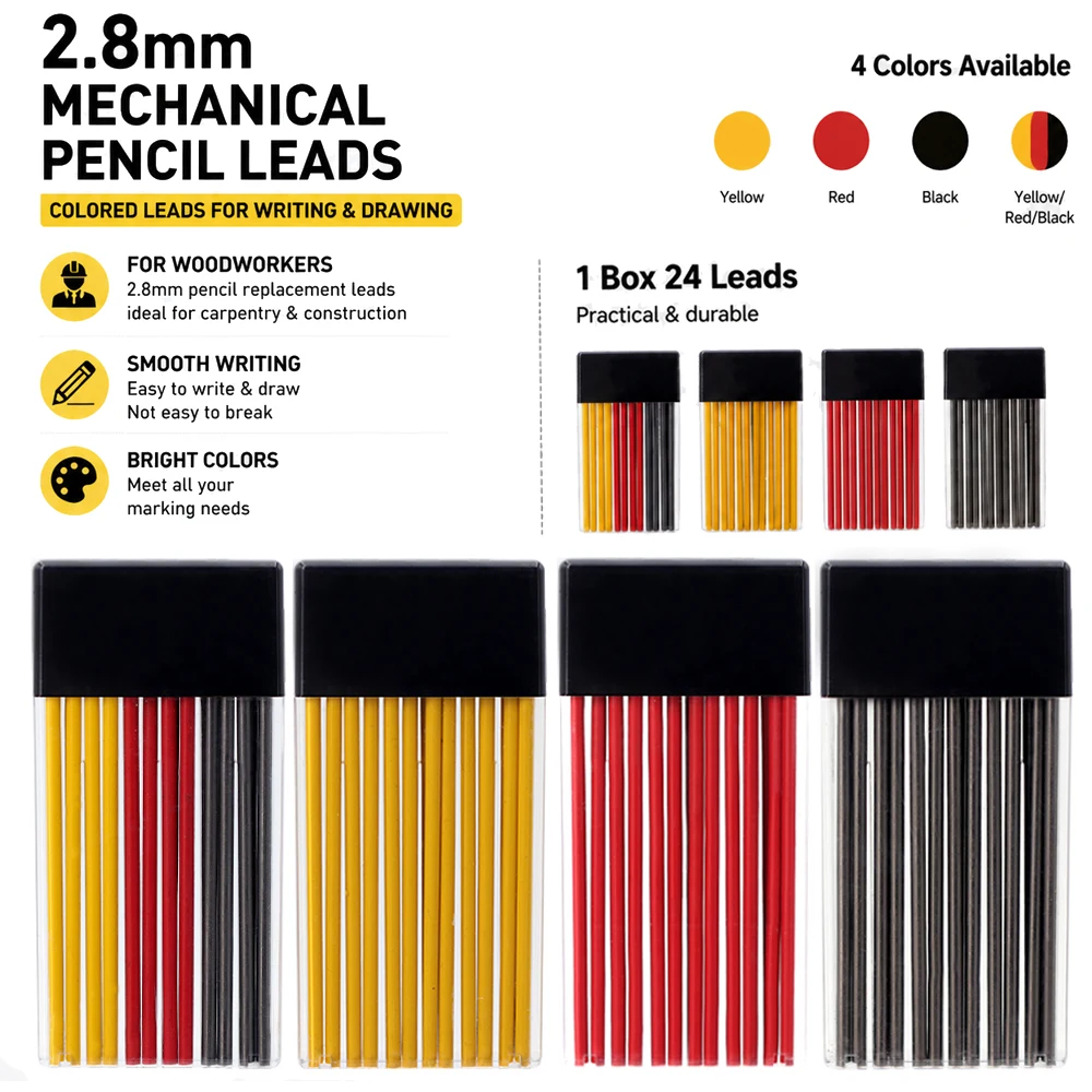 

2.8mm 1box Woodworking Mechanical Pencil Lead Replaceable Lead Core Writing Smoothly Marking Drawing Tool Metal Marking