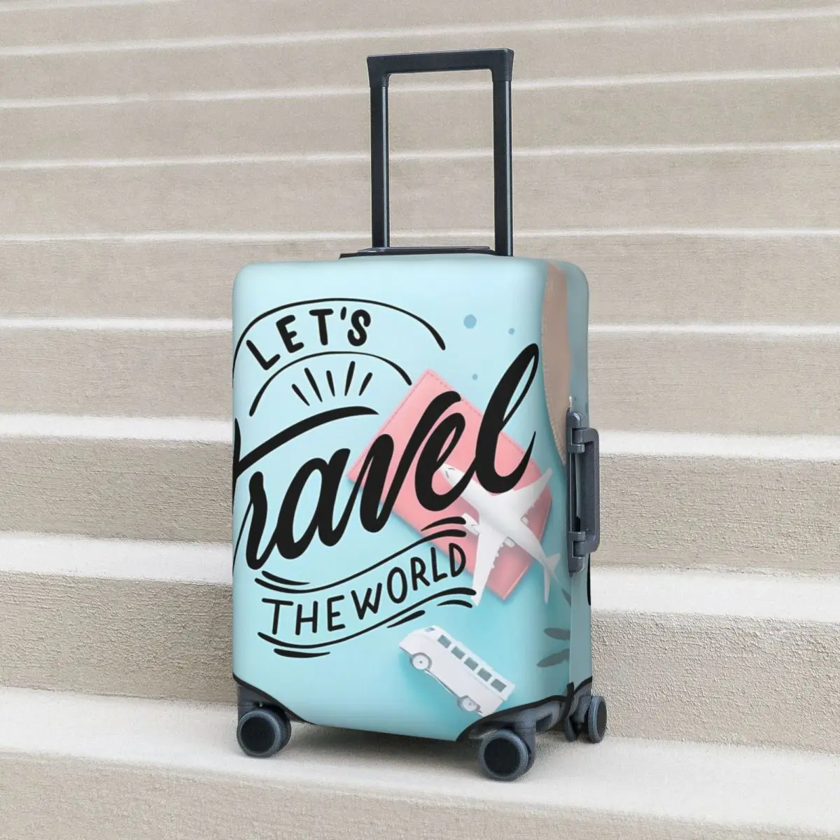 

Traveling Concept Suitcase Cover Text Art Travel Holiday Strectch Luggage Supplies Protector