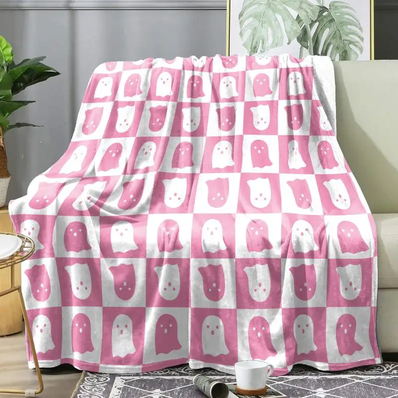 Halloween Rosa Nickerchen-Decke, Warme Weiche Flanell-Decke, Multifunktionale Dekorative Decken, Geschenke für die Feiertage – Detail 8